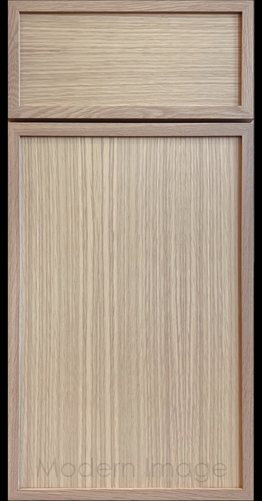 Ghost Matte Stain Arcadia shaker-style cabinet door, featuring slim stile & rail surrounding a flat center panel